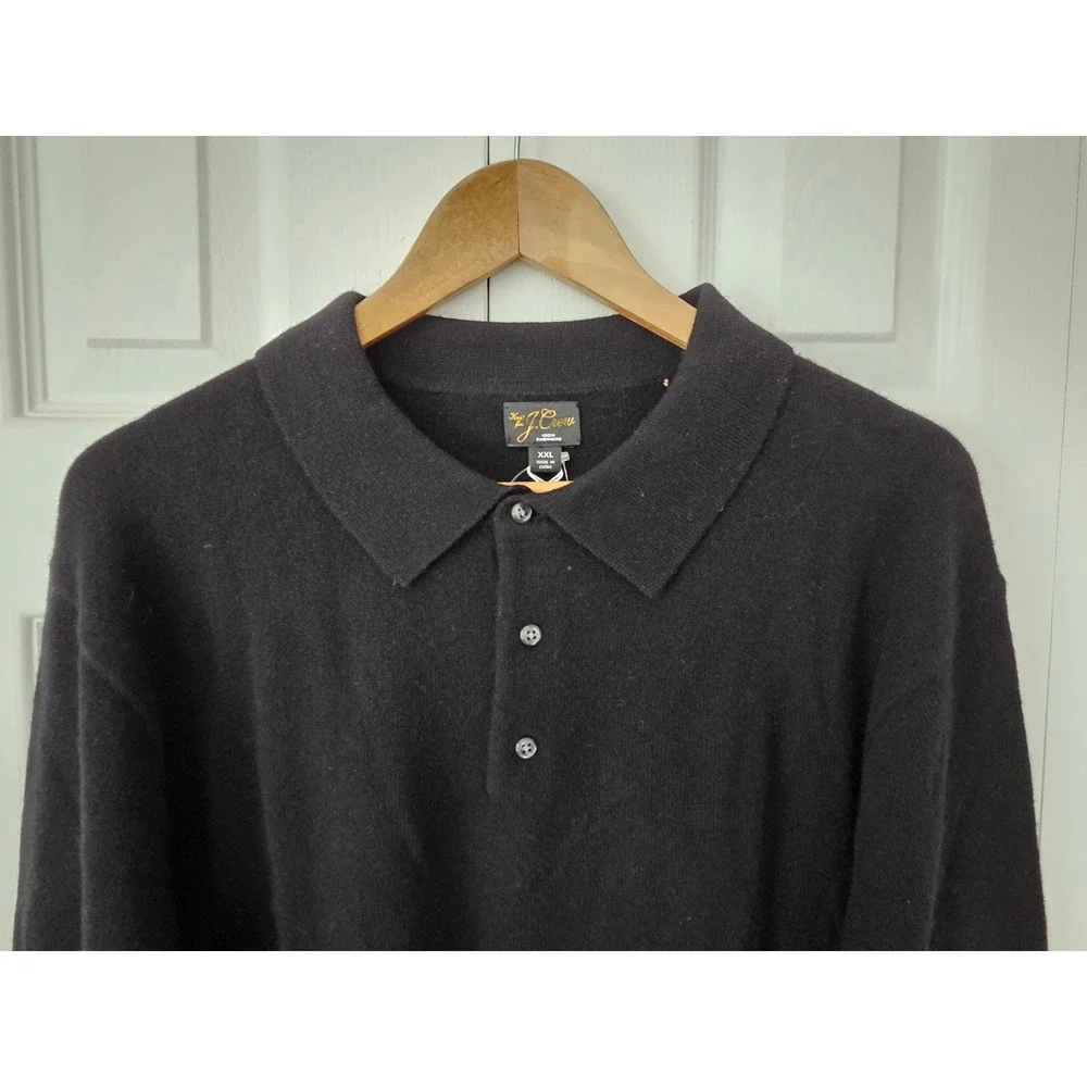 J. Crew Cashmere Collared Sweater Polo Mens Size XXL‎ Black NWT $228 BA079